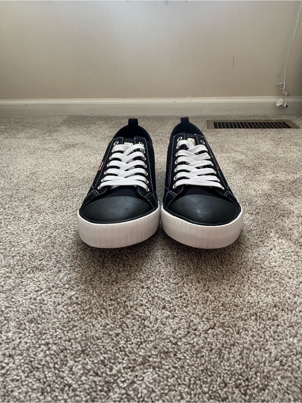 Levi's Black Canvas Low-Top Sneakers with White Laces